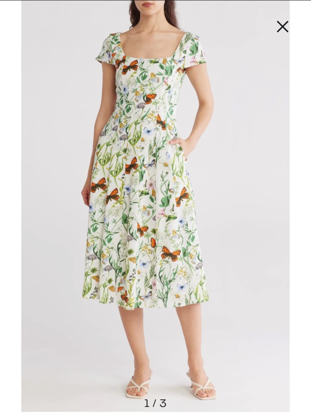 Avec Les Filles Floral Linen Blend Fit & Flare Dress Size 12